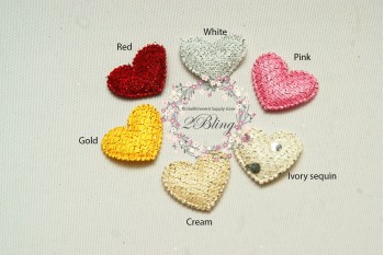 Small HEART Padded Applique (2.2 x 1.9 cm), Pack of 10